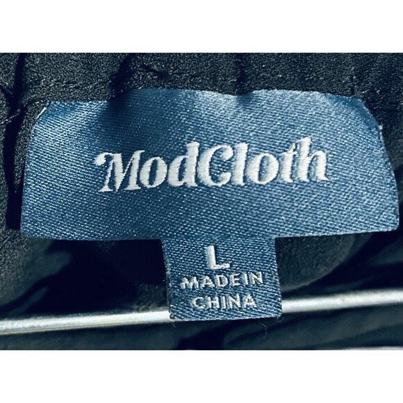 ModCloth Pants Womens Large Black Pleated Front Wide Leg Stretch Waist Work - Picture 5 of 8